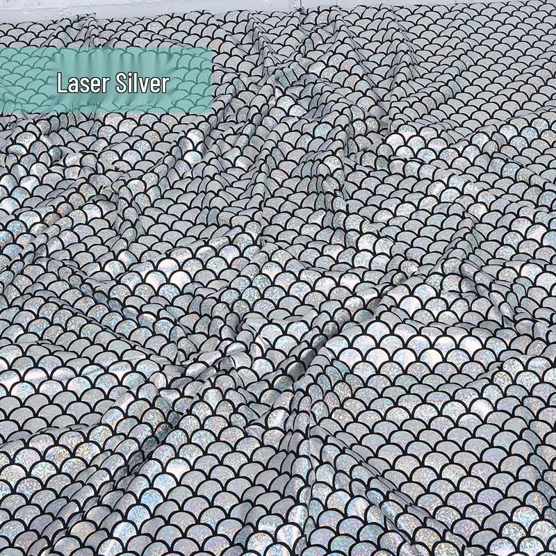 Laser Fish Scale Spandex Fabric for Mermaid Costumes and Stage Decorations