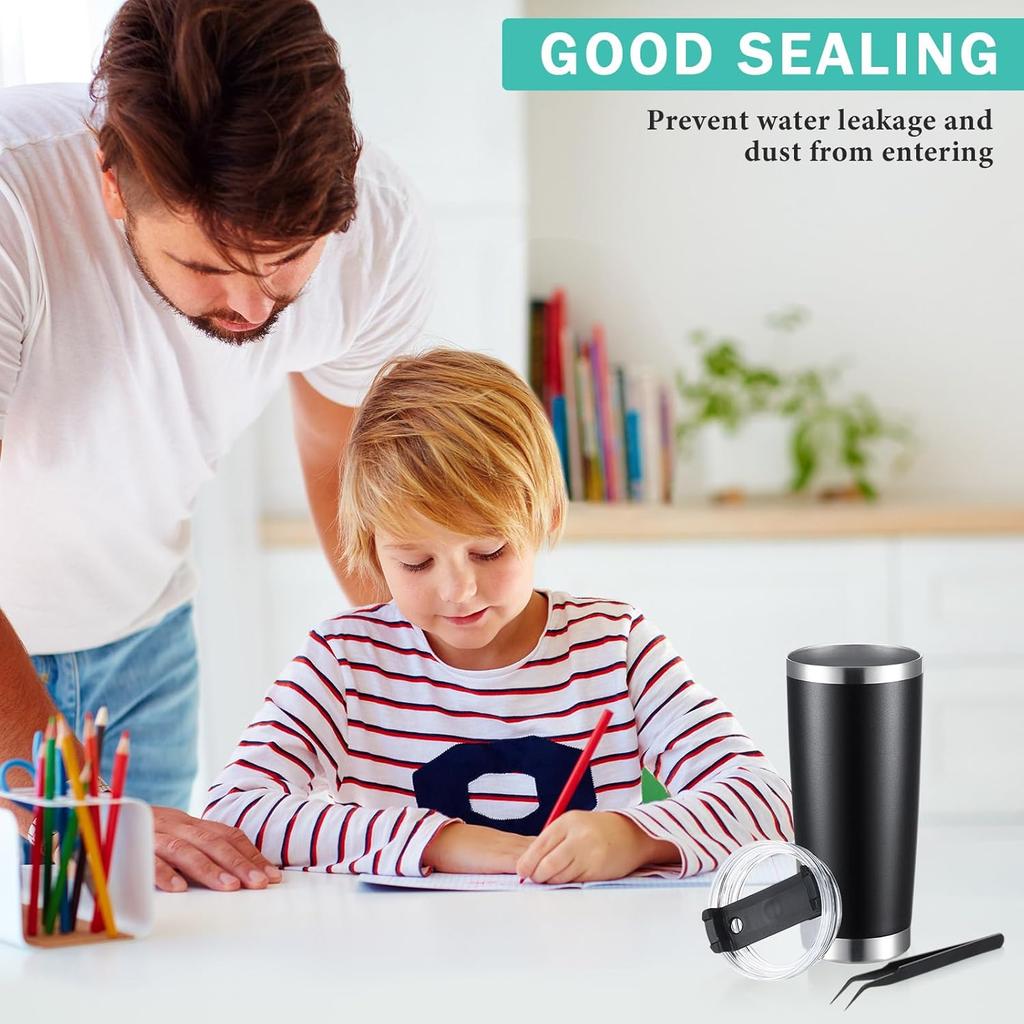 Vesici 6 Pcs 40 oz Replacement Tumbler Rubber Lid Seals and Tweezers for Easy Removal 3.35 Inches O Shaped Resealable Lid Gaskets for 40 oz Tumbler