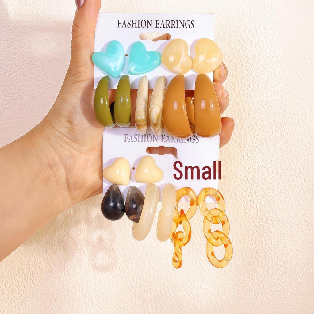 European & American Cross-Border Fashion: Orange Fruit & Green Resin Women's Earring Set