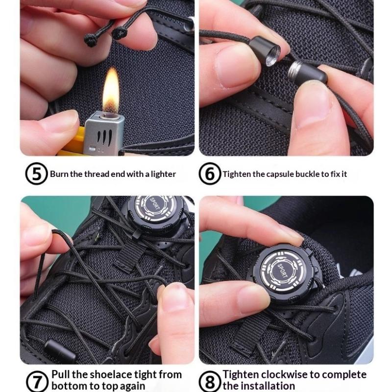 Automatic Shoelace Swivel Buckle Laces No Tie Sneaker Laces for Kids and Adults Easy Install for Sports Shoes