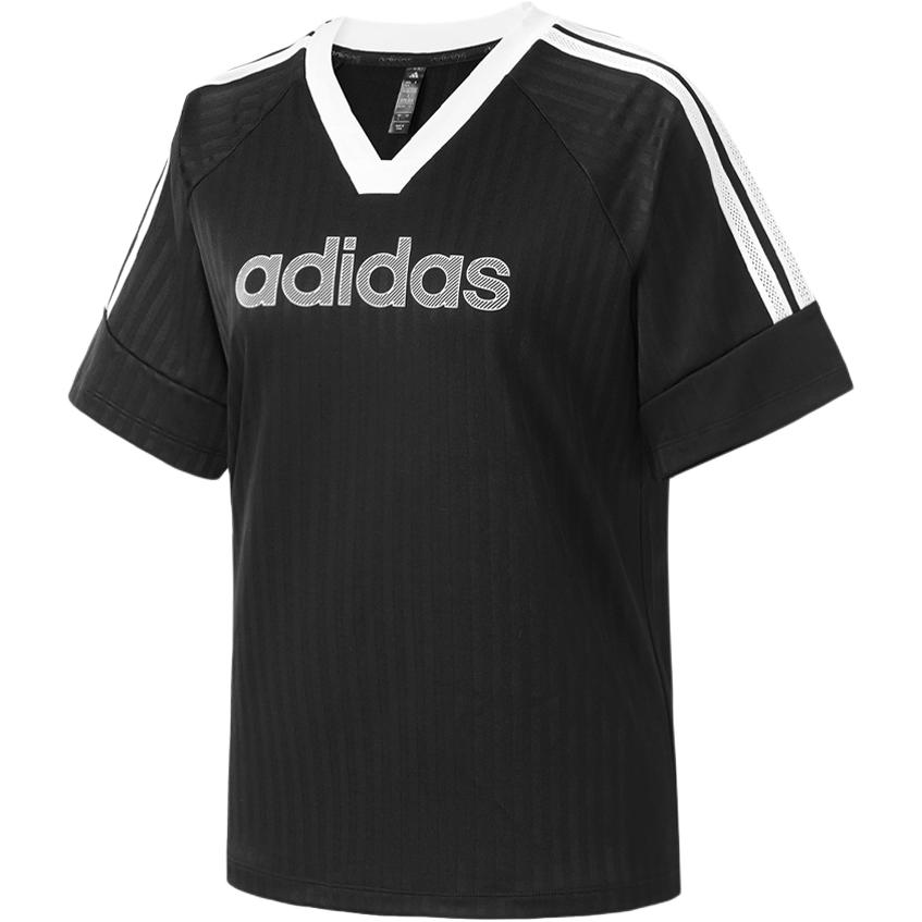 Adidas Gfx Pullover V-Neck Striped Short Sleeve T-Shirt Women Tops KW8650 L