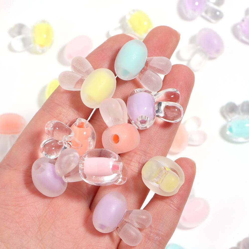 20-50pcs Rabbit Head Acrylic Beads Cute Candy Color  Loose Spacer Beads For DIY Jewelry Making Bracelet Necklace Phone Key Chain