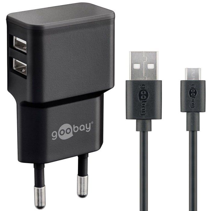 Chargeur - GOOBAY - 44984 - Micro USB - 2 ports USB - 2,4 A - Noir