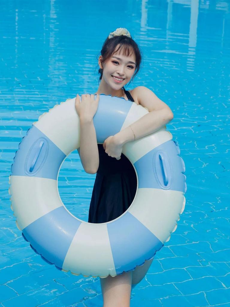 Pool Tube Swim Ring for Kids Adults, Classic Striped Inflatable Floats Swimming Ring Pool Inner Tubes, Inflatable Pool Floats Ad