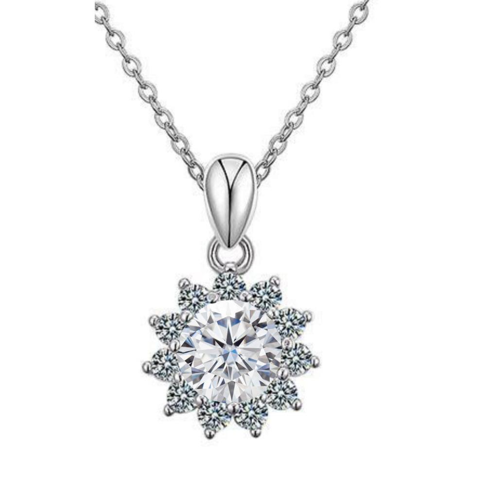 6.5mm Snowflake Halo Round Cut Moissanite Pendant Necklace S925 Sterling Silver For Women