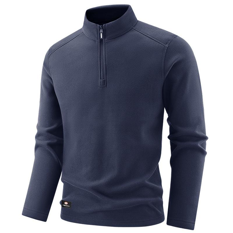 

Мужская флисовая толстовка на молнии со стойкой воротником, теплая, свободного кроя, однотонная, для улицы, в стиле кэжуал, на осень и зиму L