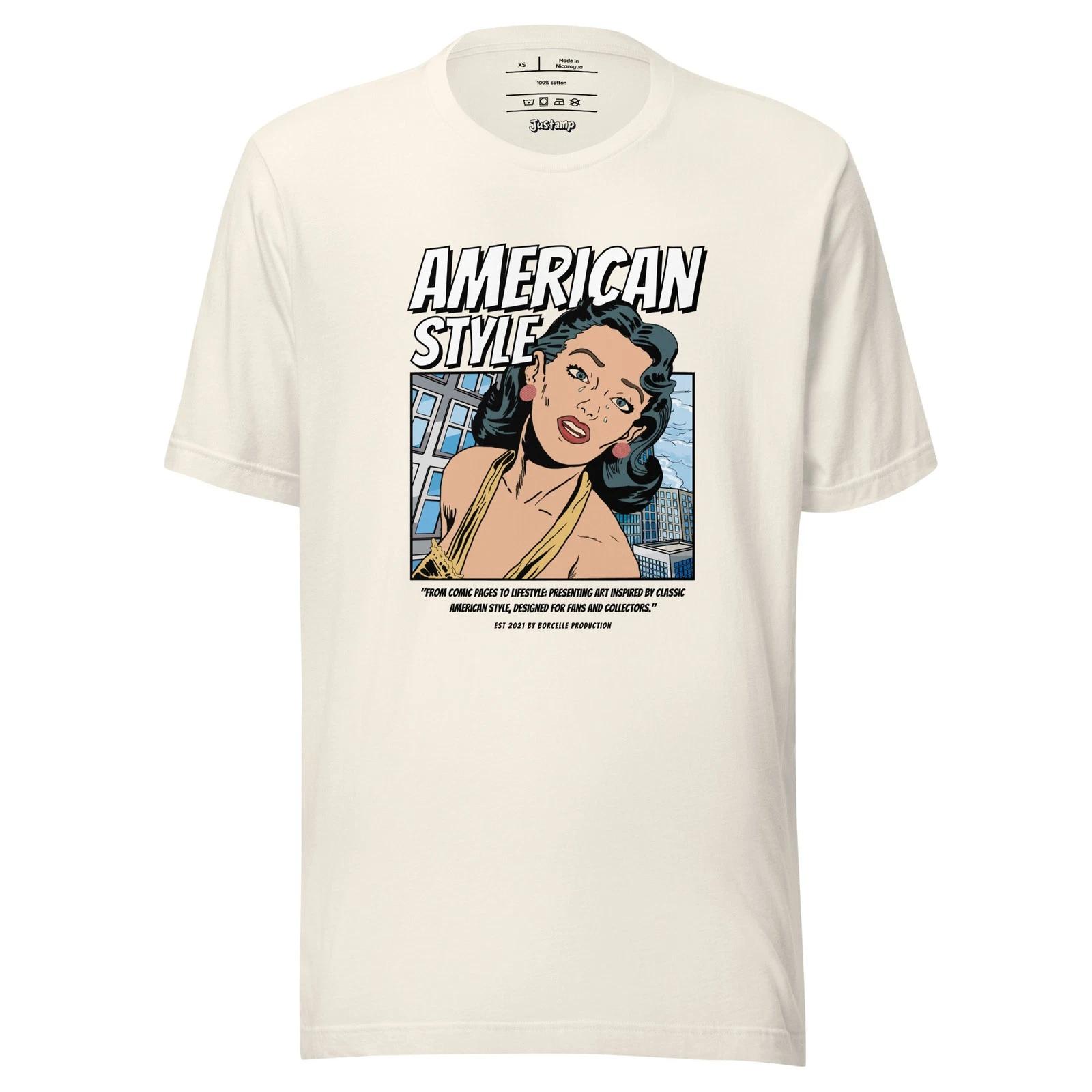 

American Style Pop Art Comic Woman Graphic T-Shirt M
