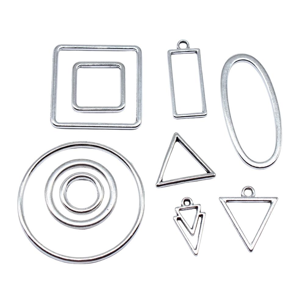 40 Stück Geometrische Form Runde Kreise Ovale Quadrate Dreiecke Anhänger DIY Handgemacht Basteln Ohrring Halskette Herstellung Zubehör