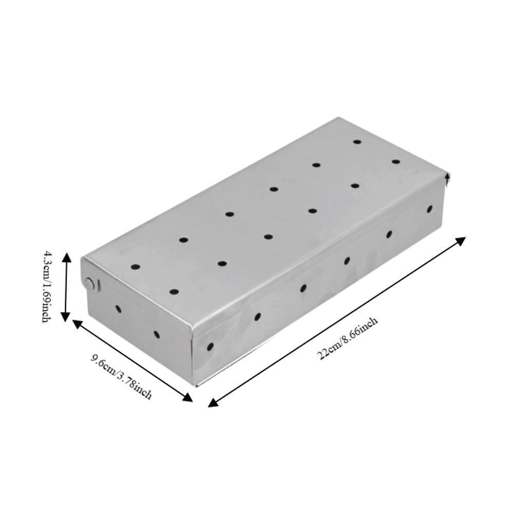 Edelstahl BBQ Smoker Box Silber Rechteckiges Smoker Rohr Barbecue Zubehör Nicht Verformbar Hitzebeständig Pellets Rauch Box