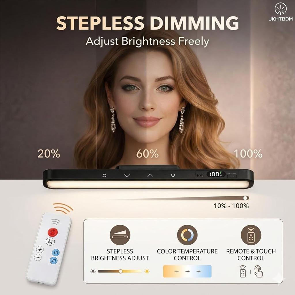 Dimmable Mirror Lights,2500mAh Rechargeable Under Cabinet LED,5W Makeup Light with 120 LEDs, Stick On Touch, Magnetic for Cabinet, Kitchen