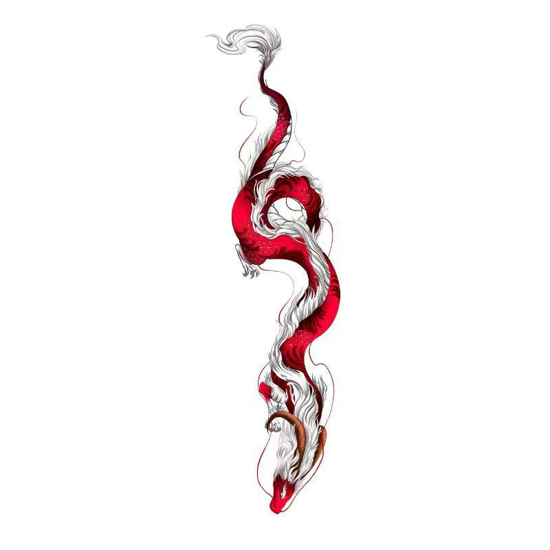 

European and American style red dragon tattoo sticker is waterproof, wear-resistant, and long-lasting3-5Upper arms and legs 47cm*13cm