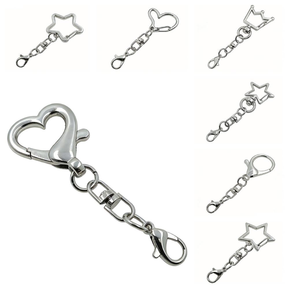 10Pcs 360 Rotate Keyring Pendant Star Heart Keychain DIY Accessories  Doll Hanging