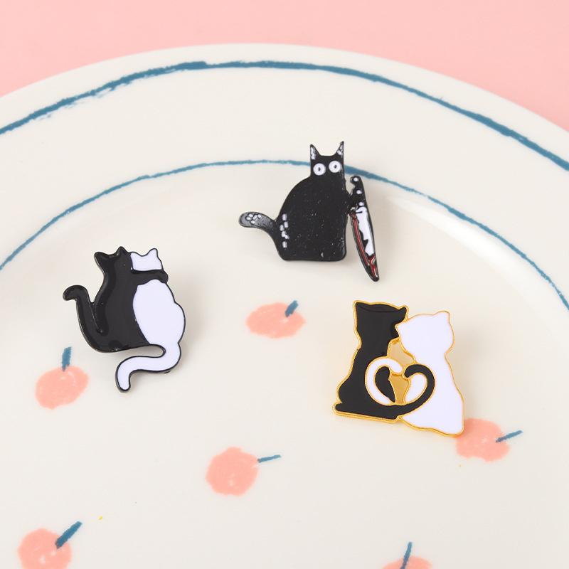 Adorable Cat Lapel Pin Premium Alloy Brooch For Couples And Single Cat Lovers