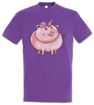 Piggycorn T-Shirt Pig Unicorn Pixel Retro 8 16 Bit Geek Nerd Rainbow Gamer Fun-