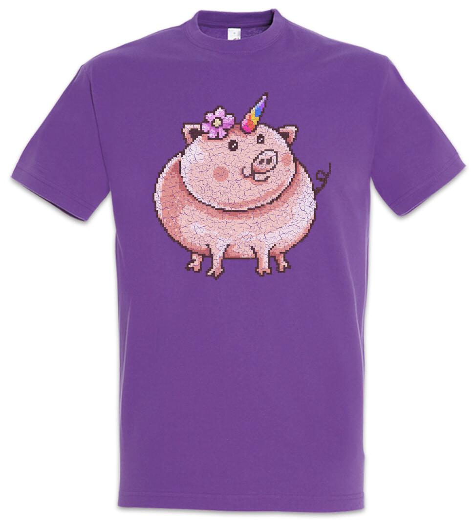 Piggycorn T-Shirt Pig Unicorn Pixel Retro 8 16 Bit Geek Nerd Rainbow Gamer Fun- XXXXL