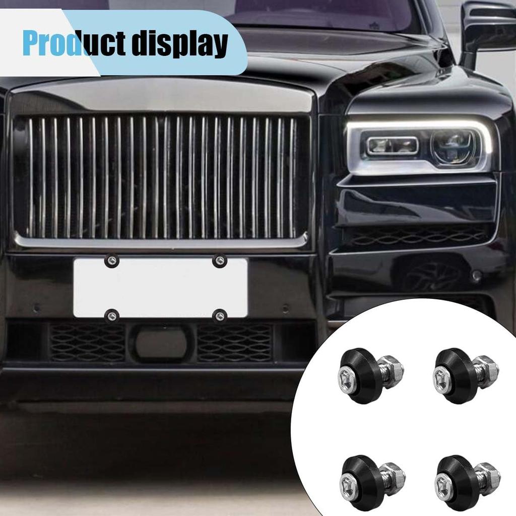 4PCS Motorcycle License Plate Bolts, Aluminum Alloy Car Tag License Plate Screw Decorative Kit, License Plate Frame Fastener Accessories For Most