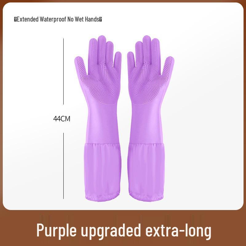Silicone Dishwashing & Pet Care Gloves: Anti-Scratch, Thickened, Multi-Use, Extended Design