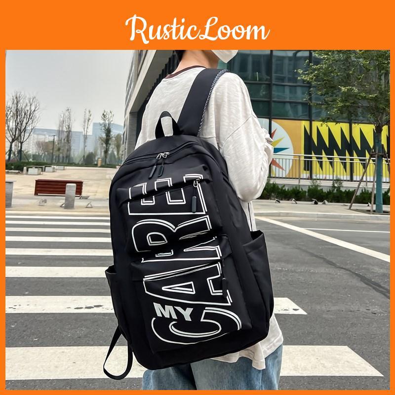 Pattern Simplified Letter Large Capacity Student Backpack For School And Outdoor