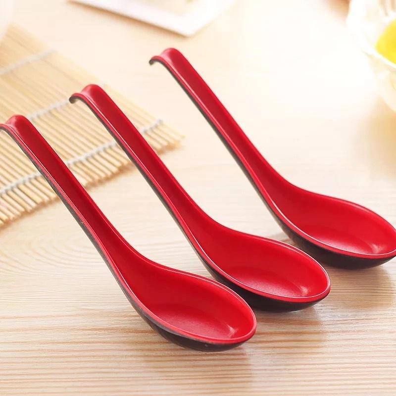 Imitation Porcelain Long Handled Plastic Soup Spoon, Restaurant Small Spoon