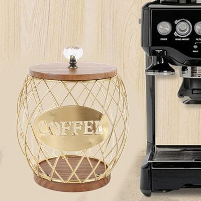 Metal Coffee Capsule Holder Wooden Base Coffee Pod Rack Coffee Capsule Storage Rack Coffee Station