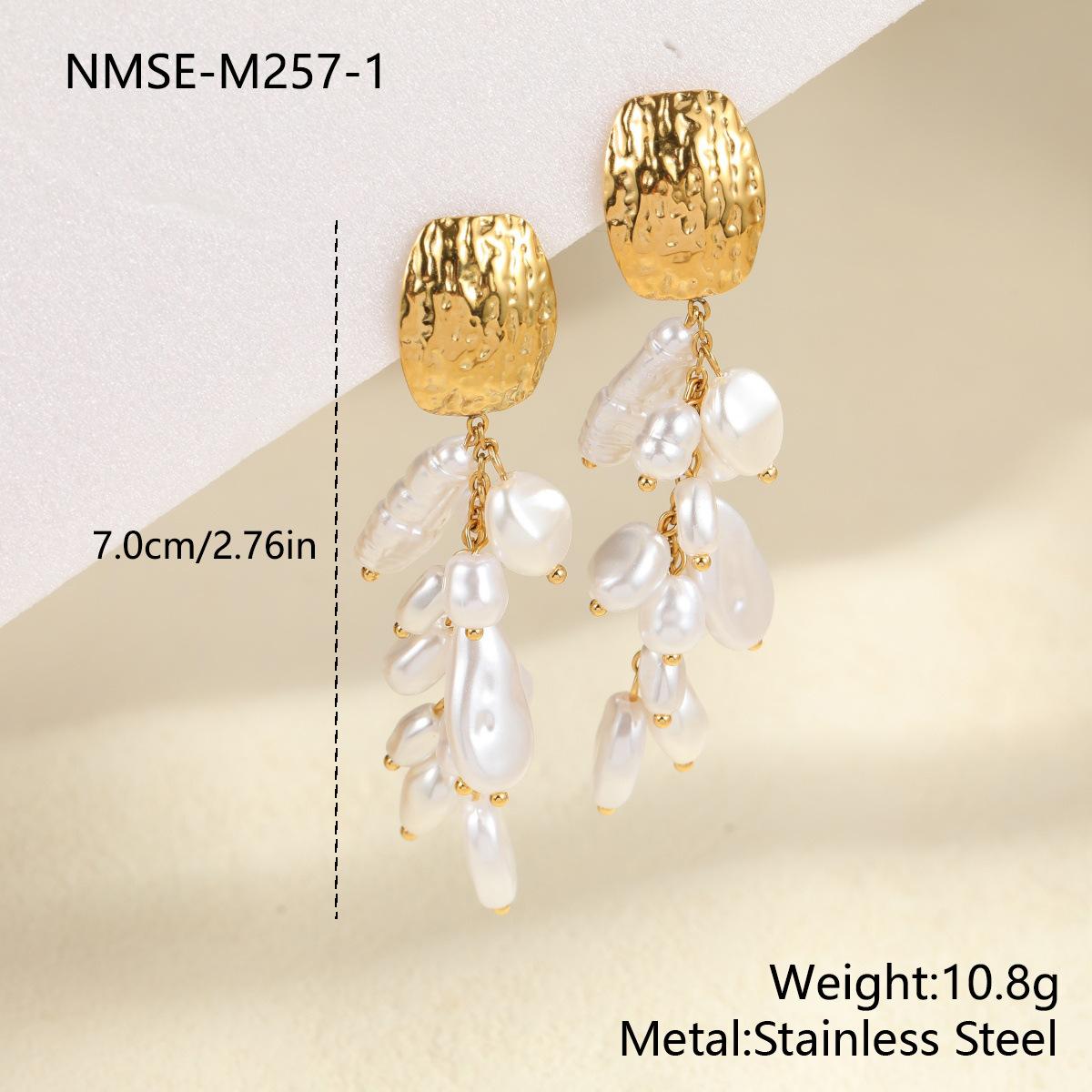 GEMCHIC Women s Baroque Pearl Tassel Drop Earrings Stainless Steel Geometric Studs Luxury Fashion Jewelry