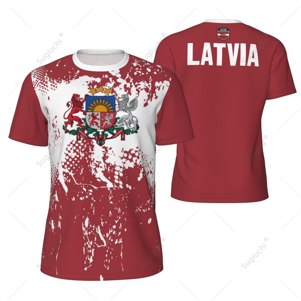 Sports Mesh T-shirt Latvia Flag For Running Bike Soccer Tennis Football Fitness Tees 3D Printed Custom
