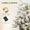 Artificial Mini Christmas Tree, 60 cm, 35 LED Lights, 182 Branches, Snow, Burlap Base