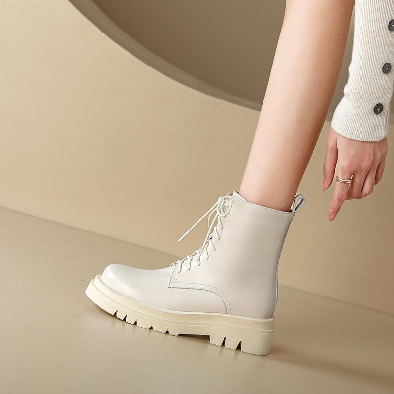 New Natural Wool Fur Warm Snow Boots Women Winter High Heel Ankle Boots Genuine Leather Warm Non-slip Short Boots Platform Shoes