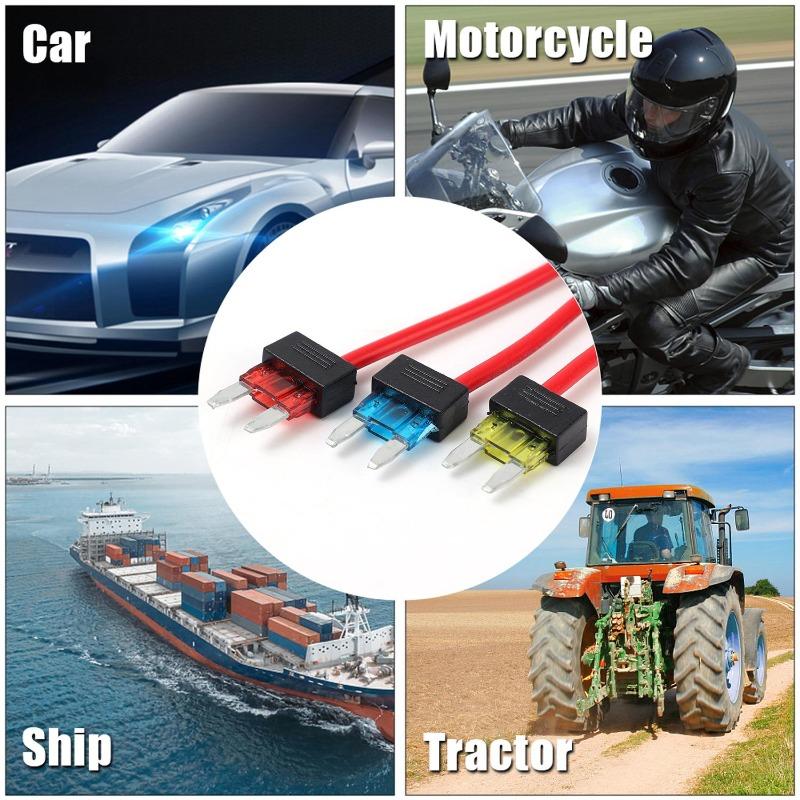 Mini ATM APM Blade Fuse Tap Holder 16AWG Extension Wire Automotive Fuse Adapter Cable Car Truck Circuit Protection Accessories Fuses4