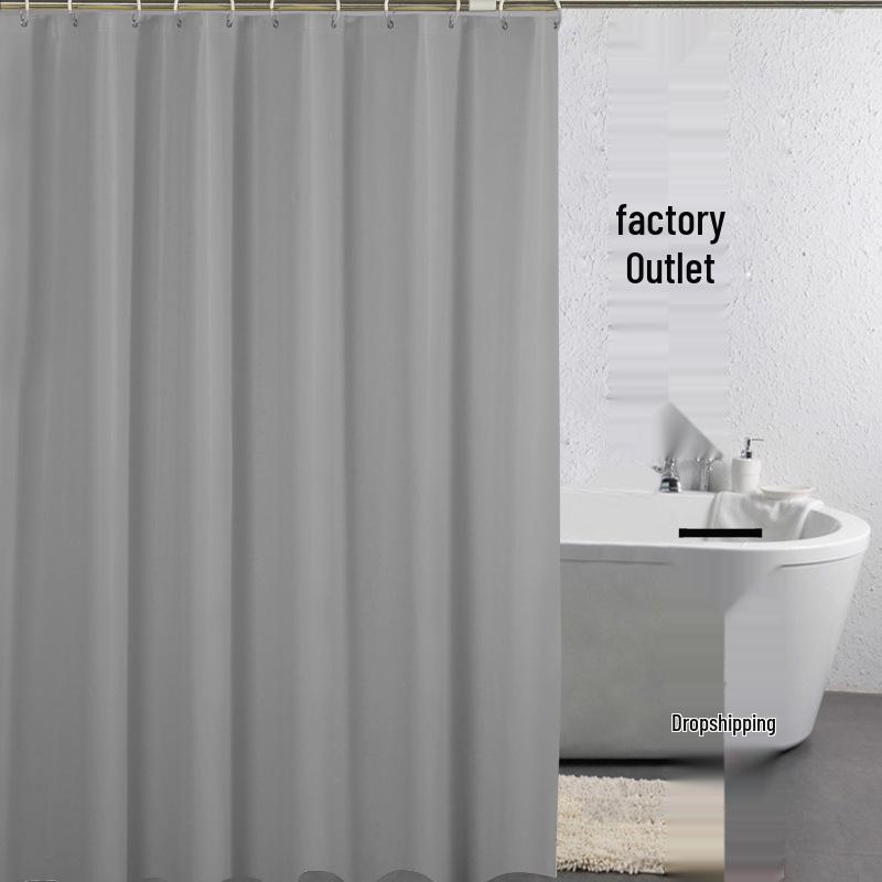 Solid Color Waterproof PEVA Shower Curtain with Hooks - Mold Resistant, Available In Full Color Range