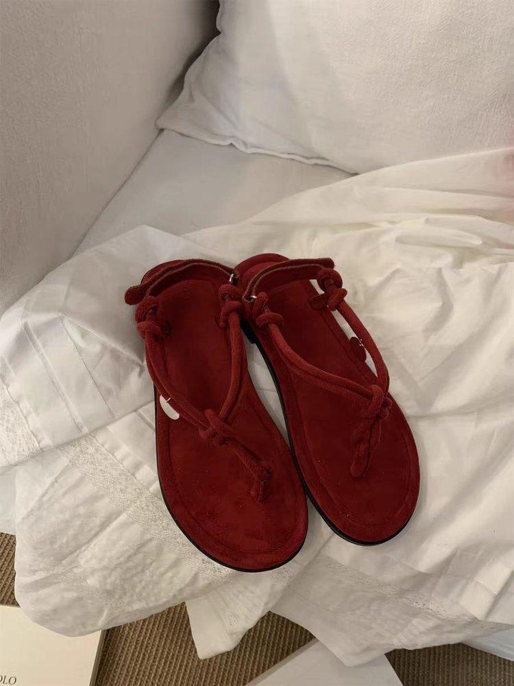 

South Korea Dongdaemun hemp rope woven toe Roman sandals women s summer seaside simple and versatile flip-flops French 35