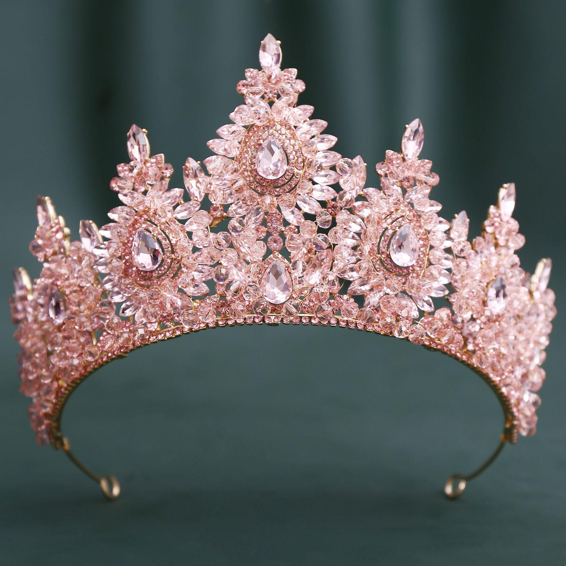 

DIEZI Elegant Bridal AB Crystal Beads Tiara For Women Girls Wedding Party Handmade Luxury Queen Crown Hair Dress New Accessories