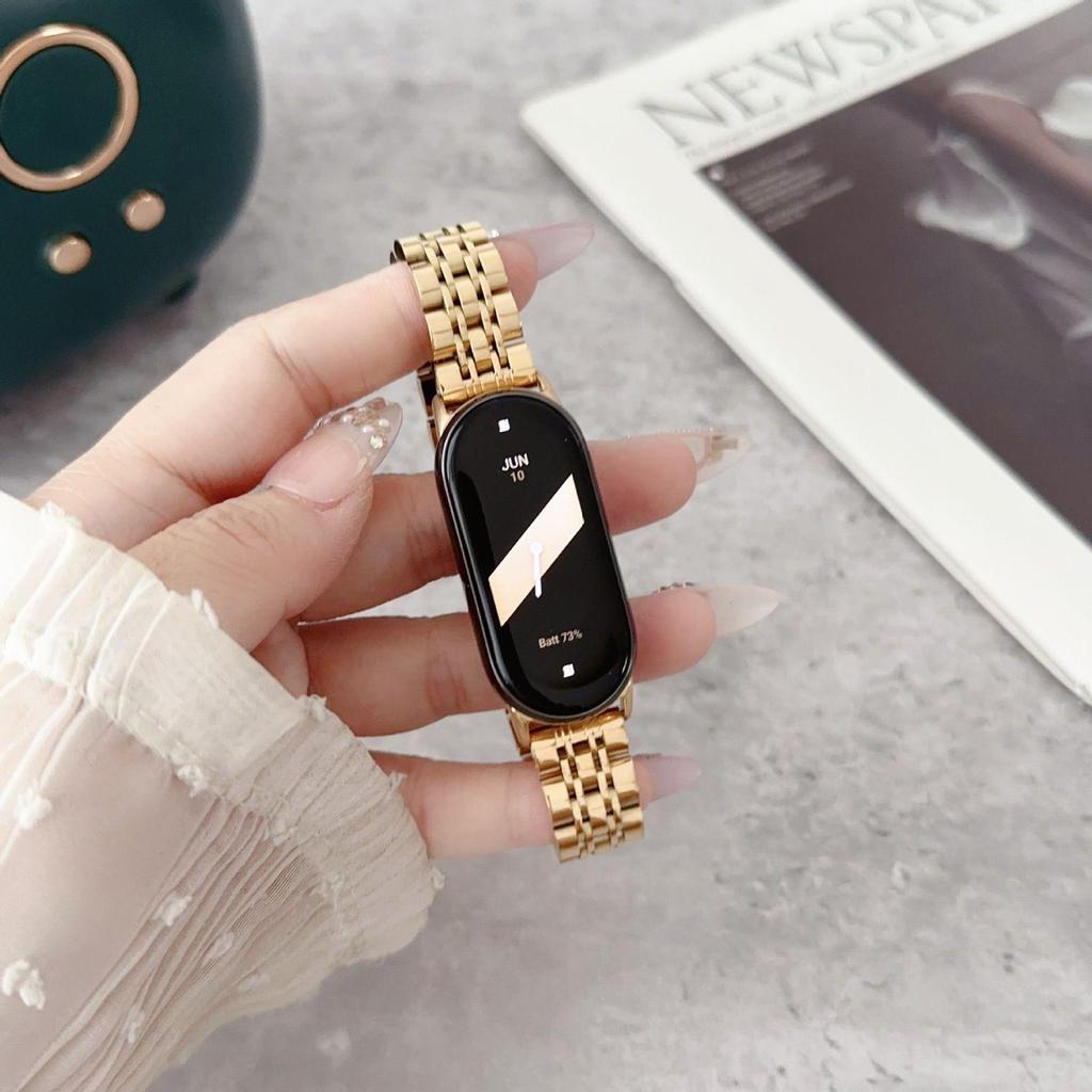 Xiaomi Smart Band 8 Cinturino Sottile in Metallo: Braccialetto Estivo a Sette Perle per Uomo e Donna