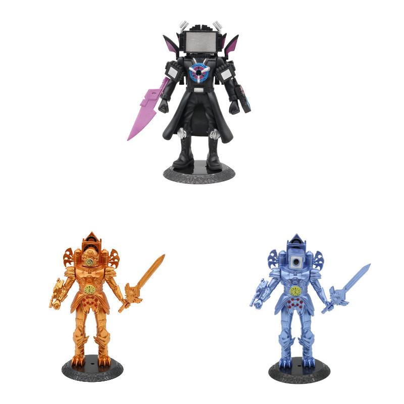 High Quality Pvc Titan Clock Man Figure Large Golden Warrior Model For Collectors