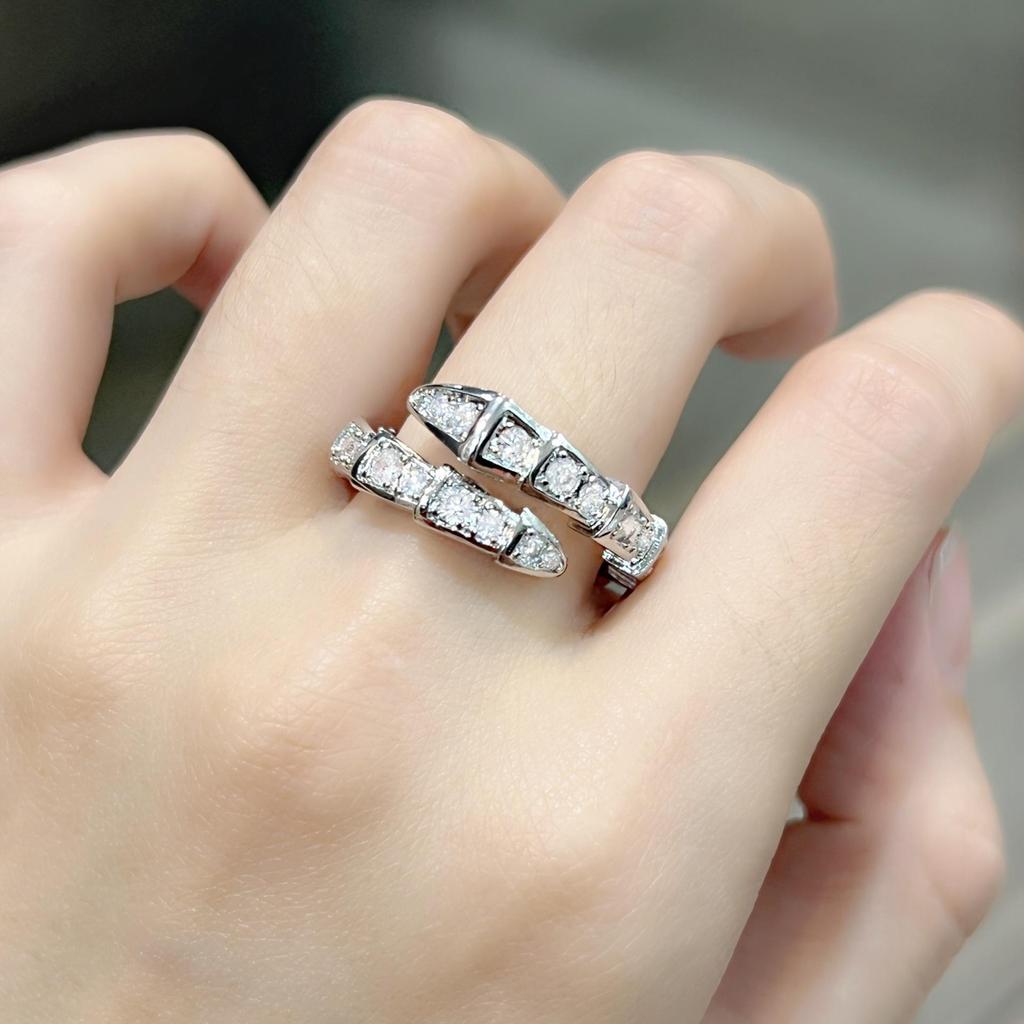 Platinum-Plated Open Bamboo Joint Zircon Knuckle Ring