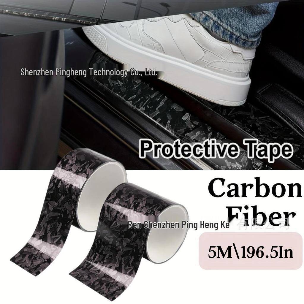 5m Glossy Gold Floral Carbon Fiber Car Sticker for Door Sill and Rearview Mirror (5cmx5m)