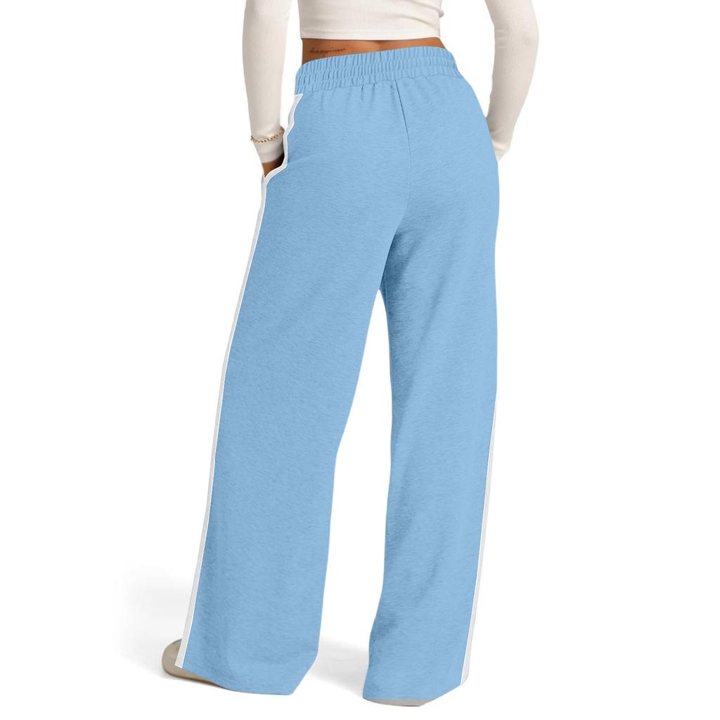 Women's Casual Fashion Solid Color Elastic Waist Drawstring Workwear Wide Leg Pants With Pockets