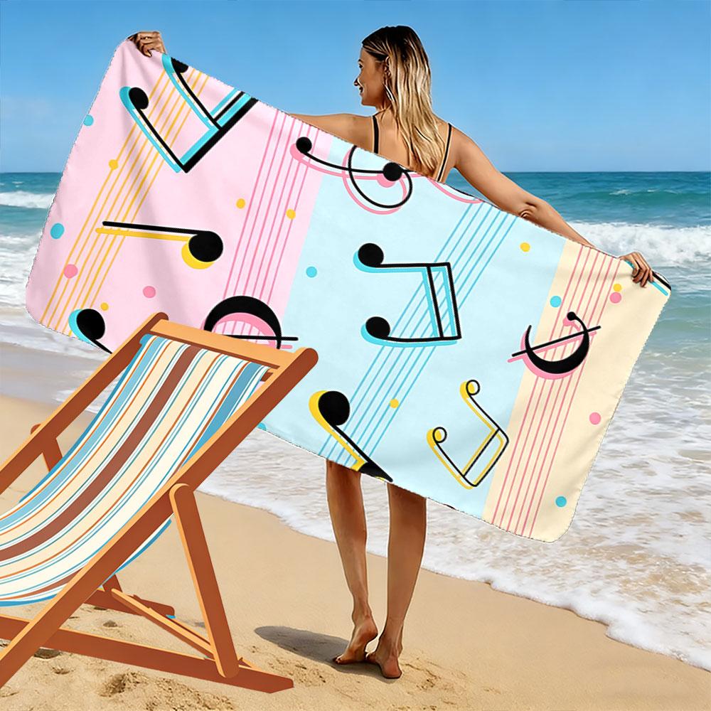 Musical Notes Pastel Towel Beach Towel Quick-drying for Travel Outdoor Sports Jogging Beach and Swimming