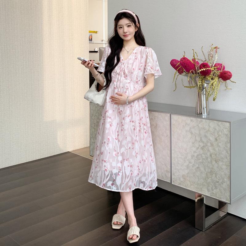 Maternity Wear: 2026 Summer Korean Floral Dress - Fresh, Age-Reducing, and Sweet Loose Fit