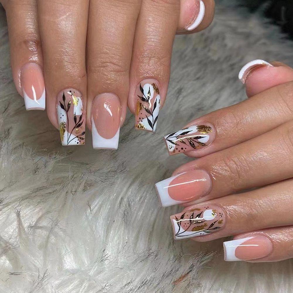 Shiny Pink with Pearl Luster False Nails Short Square Fake Nials Full Cover Press on Nails DIY Detachable Crystal Nail Tips