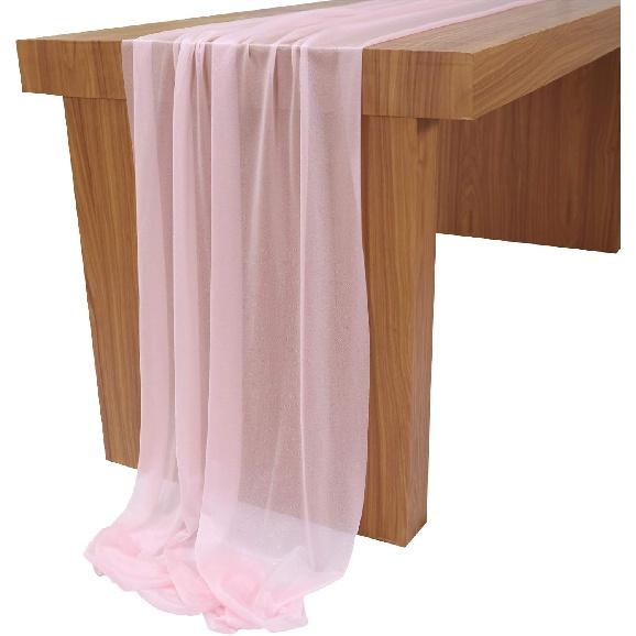 Lookein 10 Feet Champagne Chiffon Table Runner Sheer Wedding Table Cloth 29x120 Inches Rustic Wedding Decorations French Chiffon Table Runner
