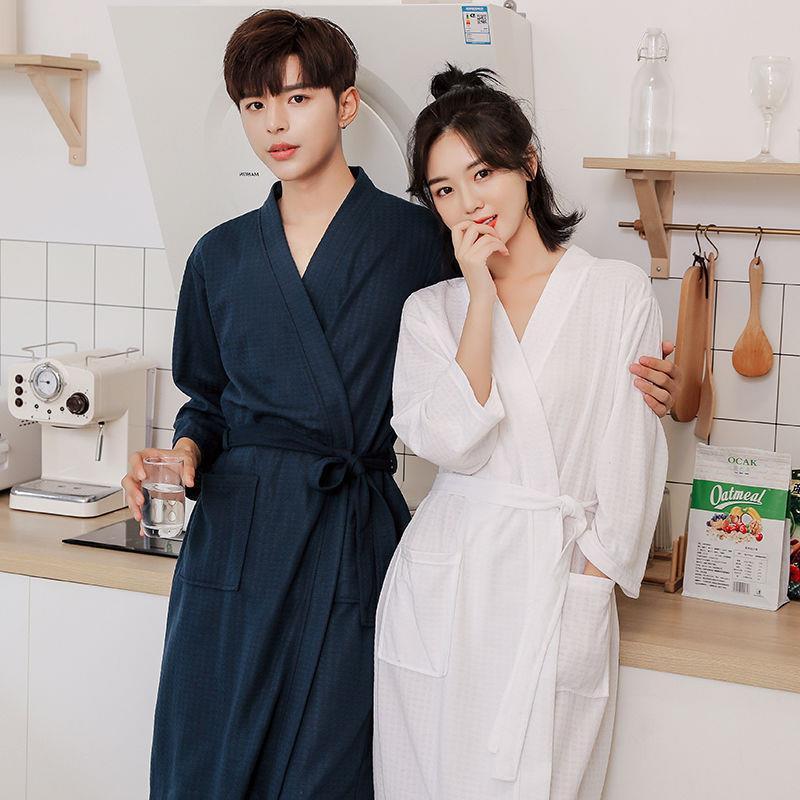 Unisex Long Sleeve Bathrobe - Spring/Autumn Solid Color