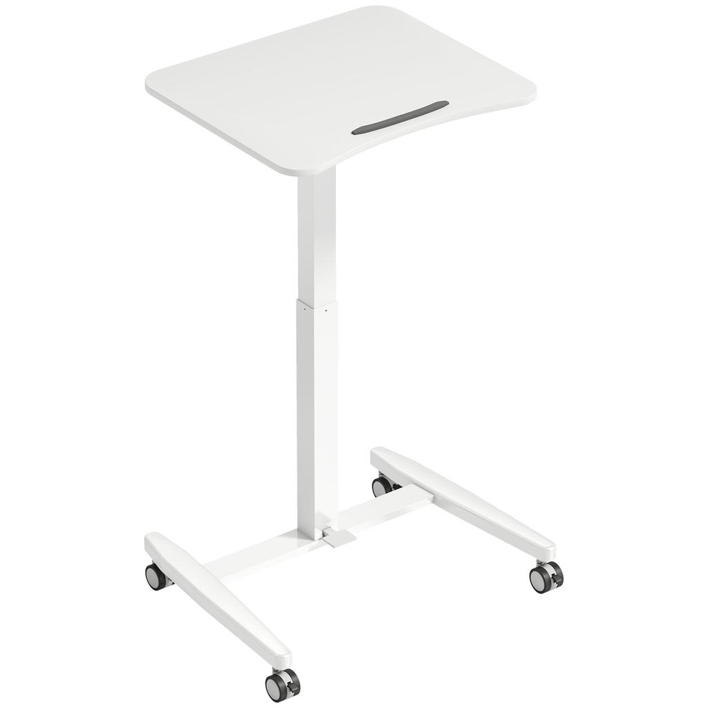 Height-Adjustable Standing Desk, Rolling Desk with Tiltable Tabletop, Safety Stopper, Wheels, White