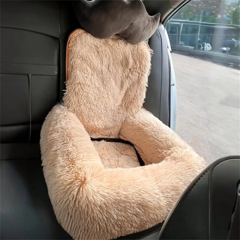 Plush Pet Car Seat Bed For Large Medium Dogs Washable Dog Booster Pet Car Seat Cushion Detachable Back Seat Pet Traveling Bed