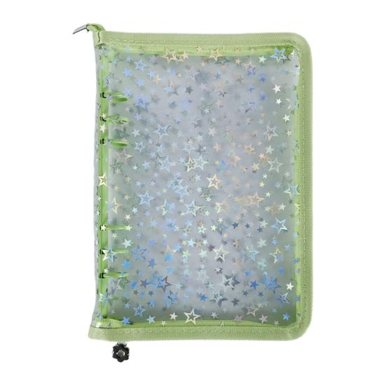 Zipper Binder Transparent Window Design Star Pattern PVC Cover Card Organizer with Multiple Slots Portable Card Holder Binder for Idol Cards Photo