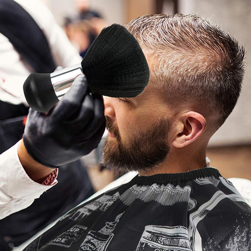 Kadeřnický měkký kartáč Černý Kadeřnický zametací Kartáč na čištění krku Obličejový prachovka Kroužek na stříhání vlasů Kartáč na vousy Stylingový hřeben