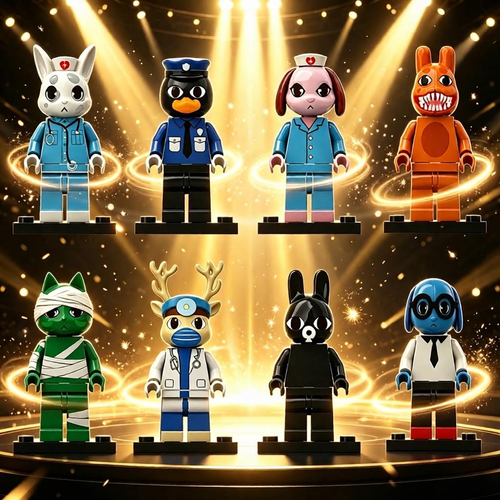 MOC Bricks Animal Hospital Series Cats Dogs Ducks Nurse Wounded Doctor Figures Model Assembled Building Blocks Toys Plastic Doll