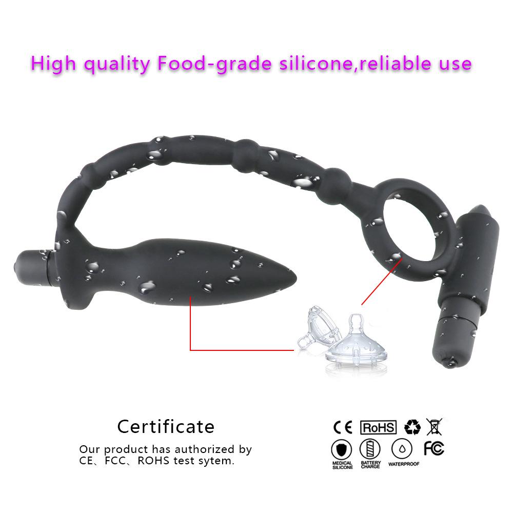 10 Modi Vibration Penisring mit vibrierendem Analplug Silikon Cockring Butt Plug Sexspielzeug für Männer