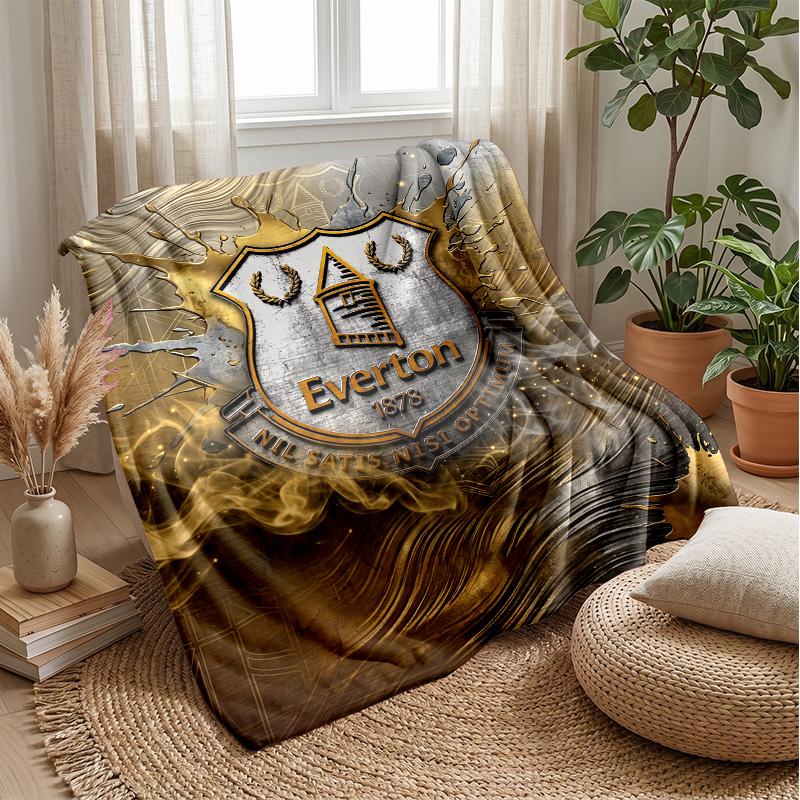 Everton Fußball Druck Flanell Decke, Weiche Warme Leichte Überwurfdecke für Sofa Bett Camping
