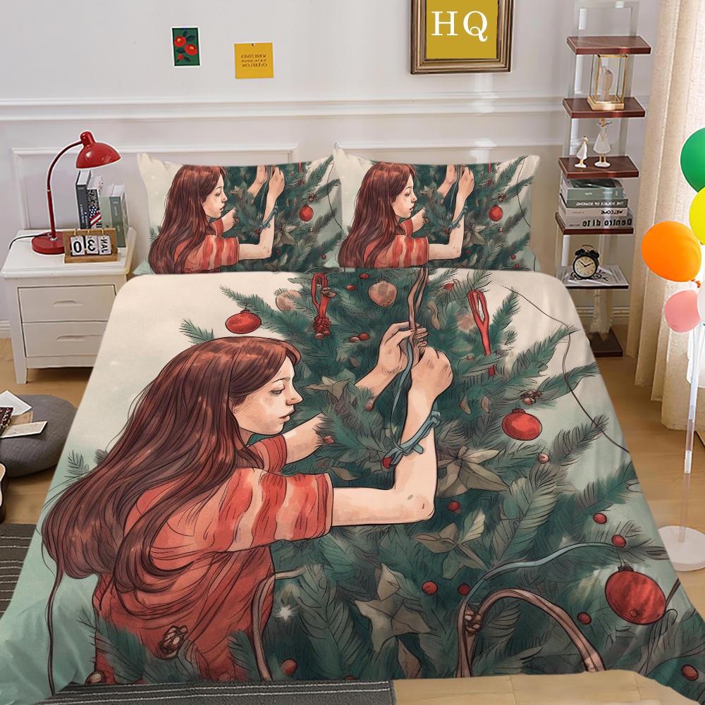 Colchas con estampado navideño en 3D, ropa de cama de microfibra